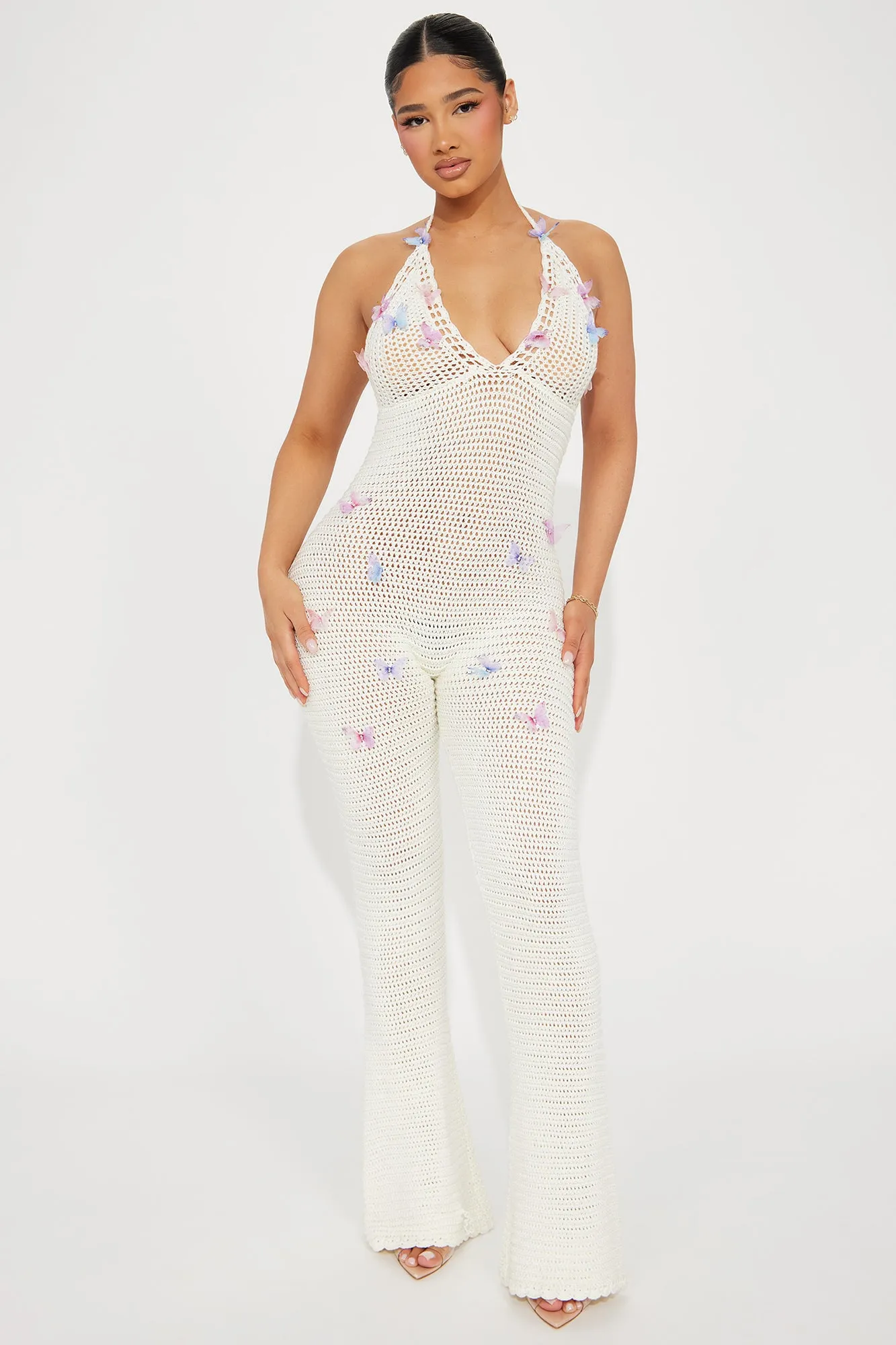 Mariposa Crochet Jumpsuit - Ivory sold by Fashion Nova