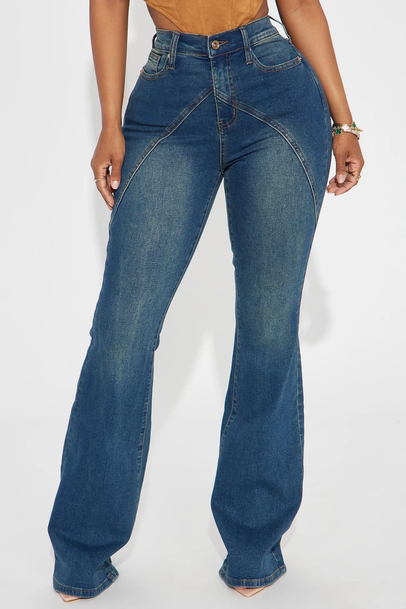Believe In It Tinted Stretch Flare Jeans - Dark Wash sold by Fashion Nova product image thumbnail 2