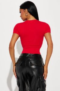 Cambria Short Sleeve Bodysuit - Red sold by Fashion Nova