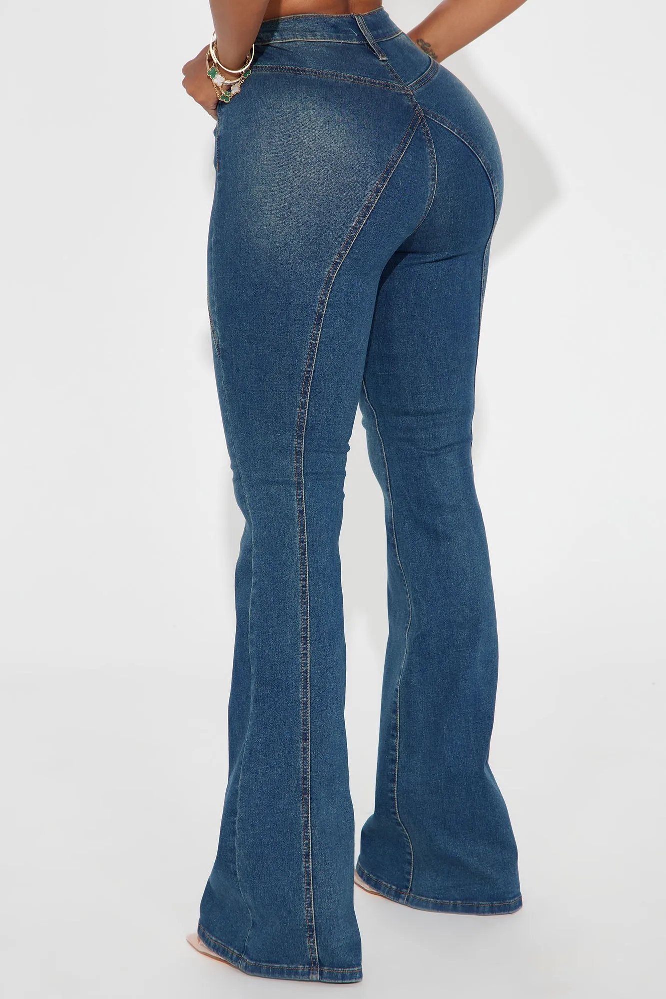 Believe In It Tinted Stretch Flare Jeans - Dark Wash sold by Fashion Nova product image thumbnail 3