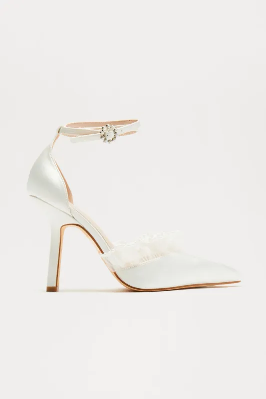 Larisa Satin Pumps - White sold by Fashion Nova