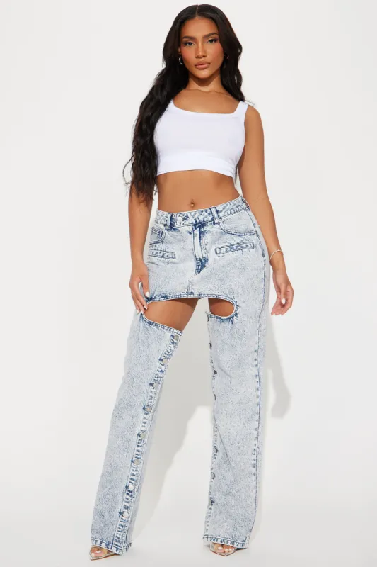 Brandi Button Up Straight Leg Jeans - Acid Wash sold by Fashion Nova