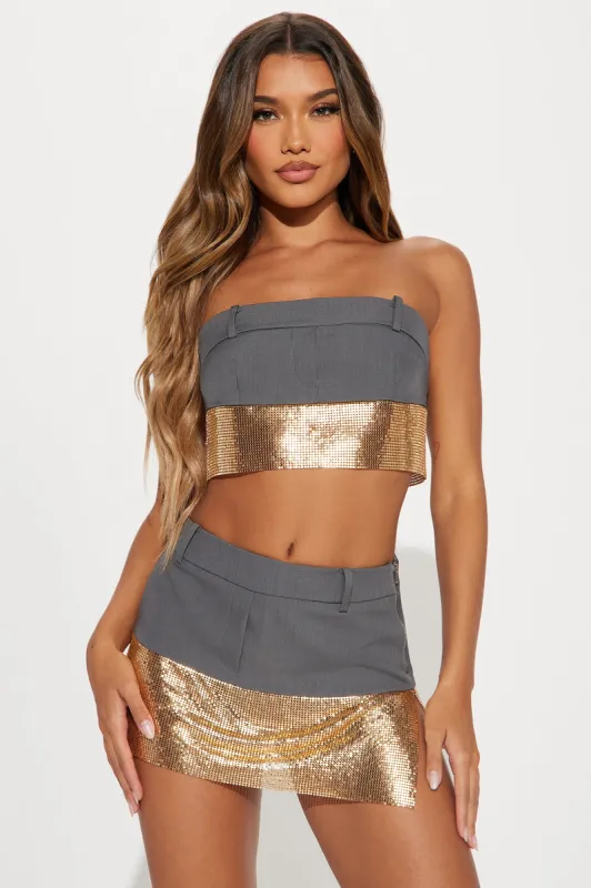 Kim Skirt Set - Grey/combo sold by Fashion Nova