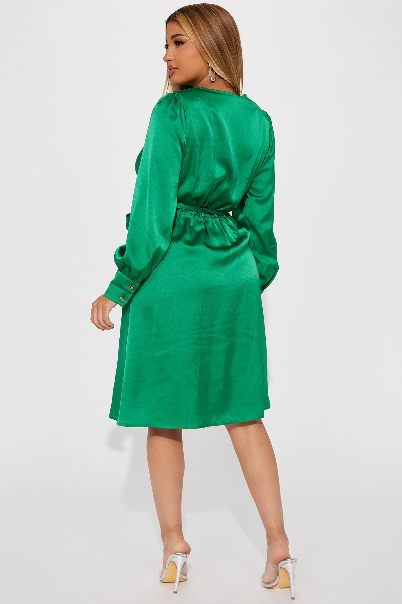 Eva Satin Midi Dress - Green sold by Fashion Nova product image thumbnail 3