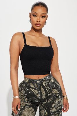 Everyday Cutie Ribbed Seamless Cami - Black sold by Fashion Nova