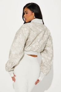Catch Me In The City Cropped Bomber Jacket - Grey sold by Fashion Nova