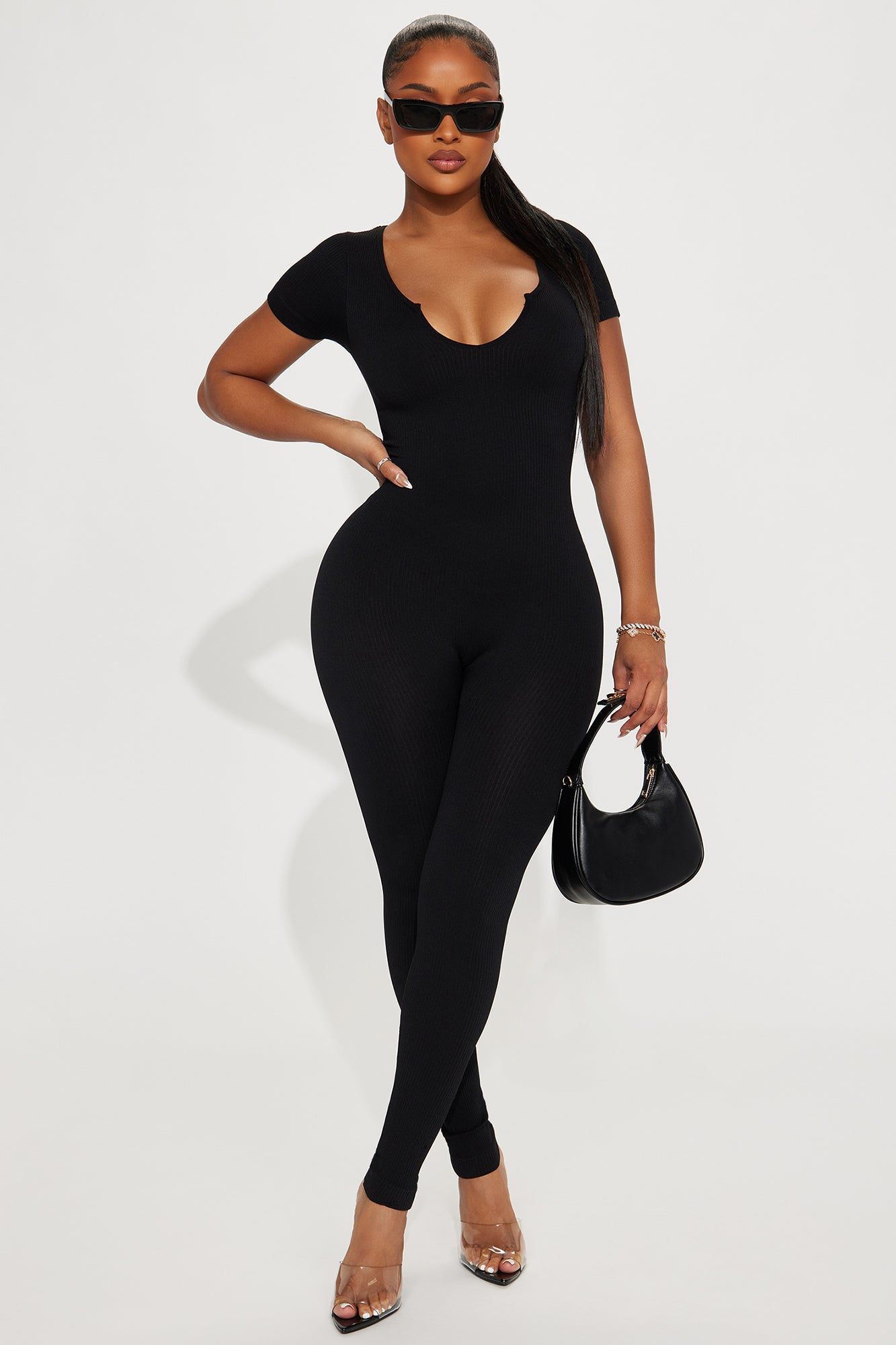 Lucia Seamless Jumpsuit - Black sold by Fashion Nova