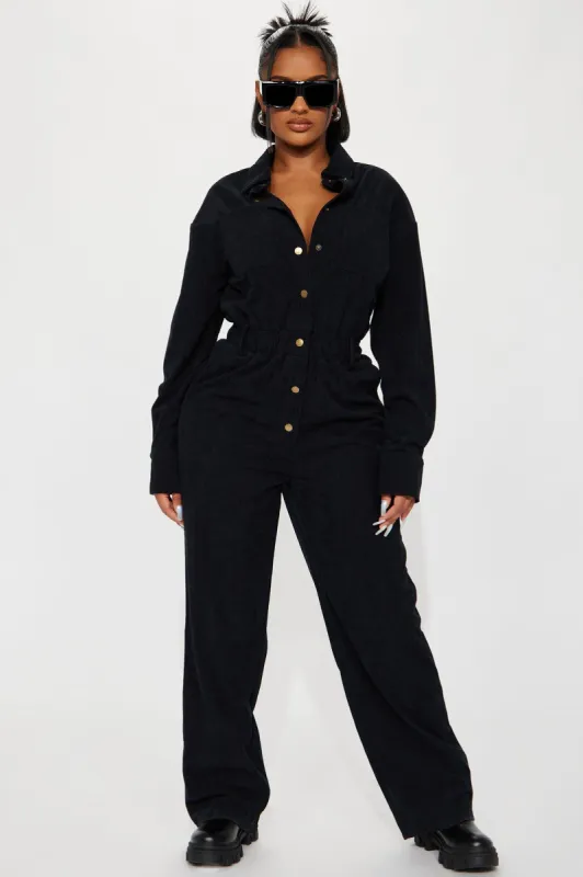 Only Forever Corduroy Jumpsuit - Black sold by Fashion Nova