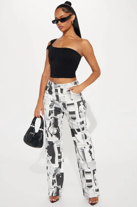 Make It Art Straight Leg Pant - Black/White sold by Fashion Nova