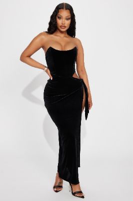 Felicia Velvet Maxi Dress - Black sold by Fashion Nova