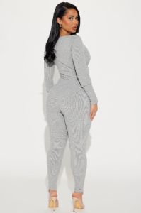 Denae Snatched Jumpsuit - Heather Grey sold by Fashion Nova