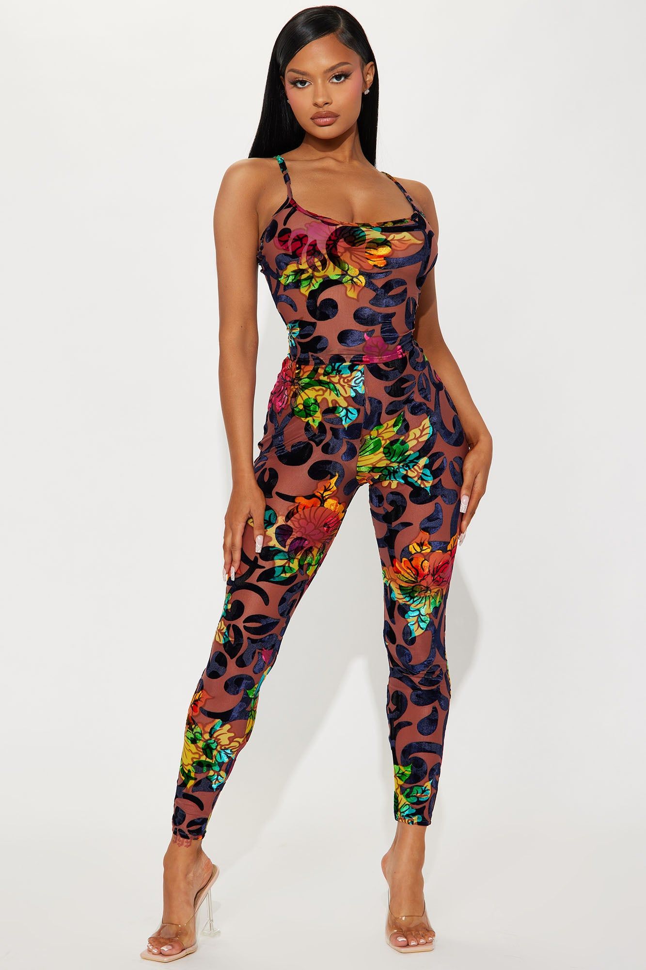 New Direction Velvet Legging Set - Brown/combo sold by Fashion Nova