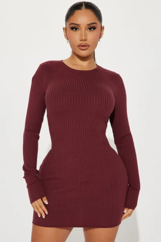 Jojo Sweater Mini Dress - Marsala sold by Fashion Nova