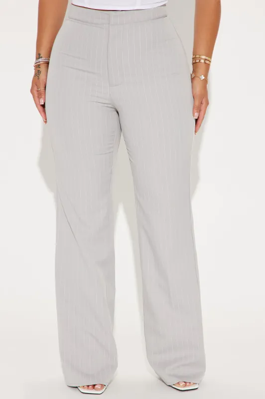 Sweet Salutations Pinstripe Trouser - Grey sold by Fashion Nova