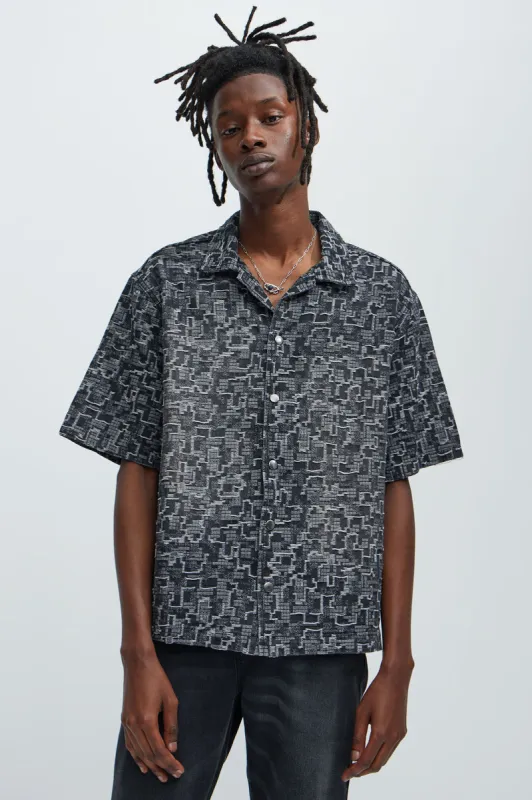Arrow Jacquard Shirt - Black Wash sold by Fashion Nova