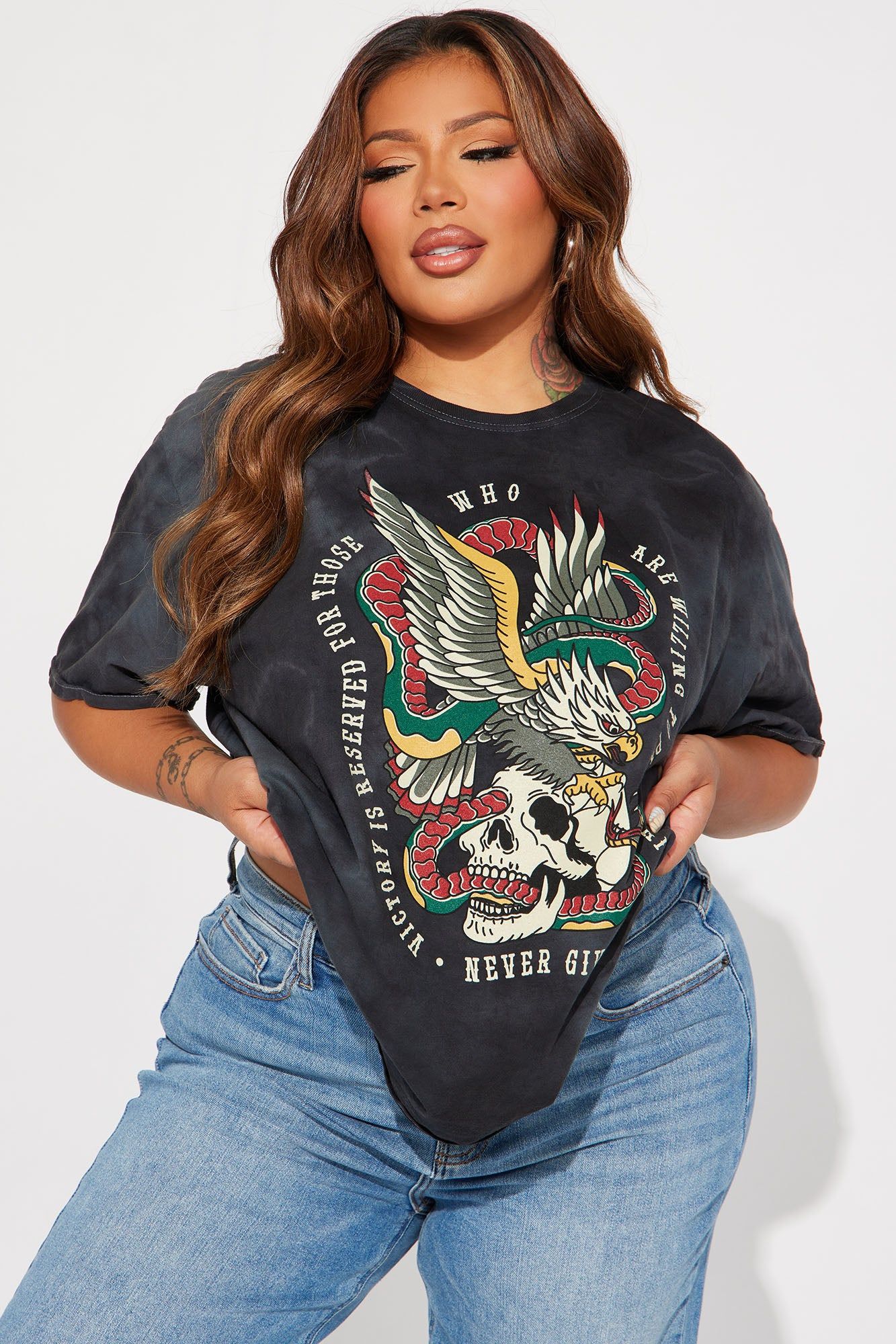 Never Giving Up Washed Tshirt - Black Wash sold by Fashion Nova product image thumbnail 5