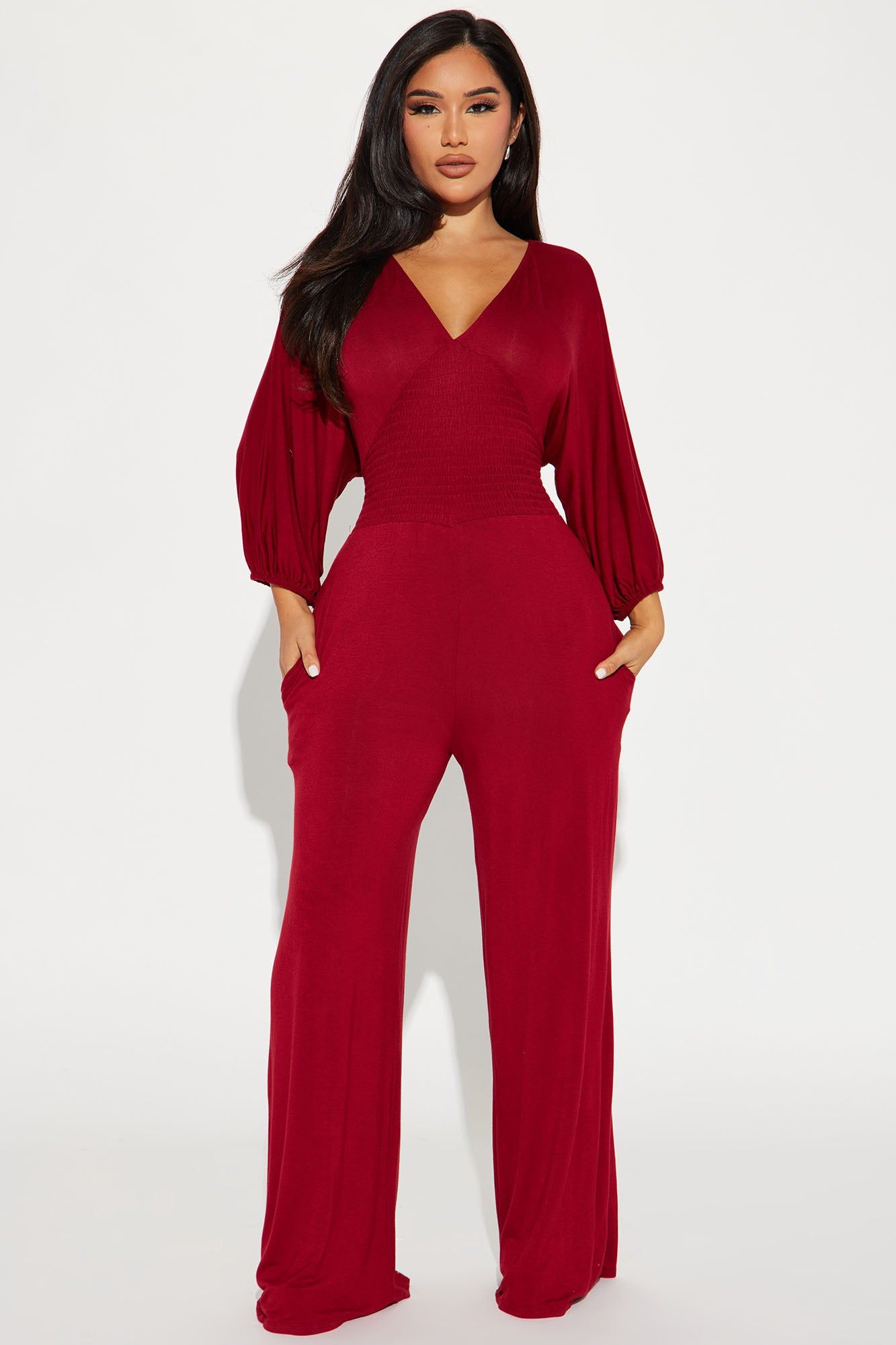 Love Me More Jumpsuit - Burgundy sold by Fashion Nova