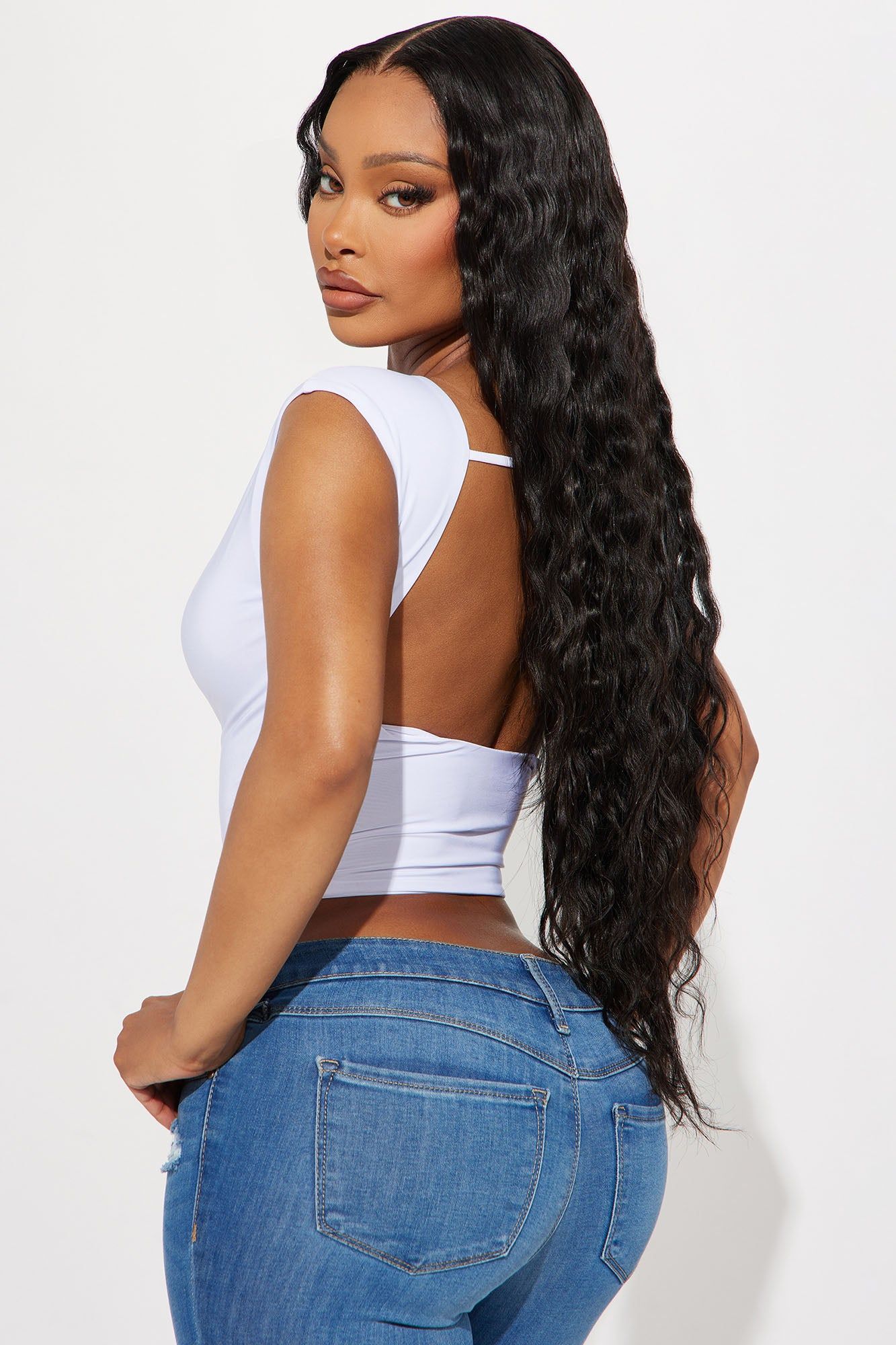 Inside Scoop Backless Top - White sold by Fashion Nova product image thumbnail 3