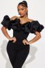 Ruffle Affair Jumpsuit - Black sold by Fashion Nova