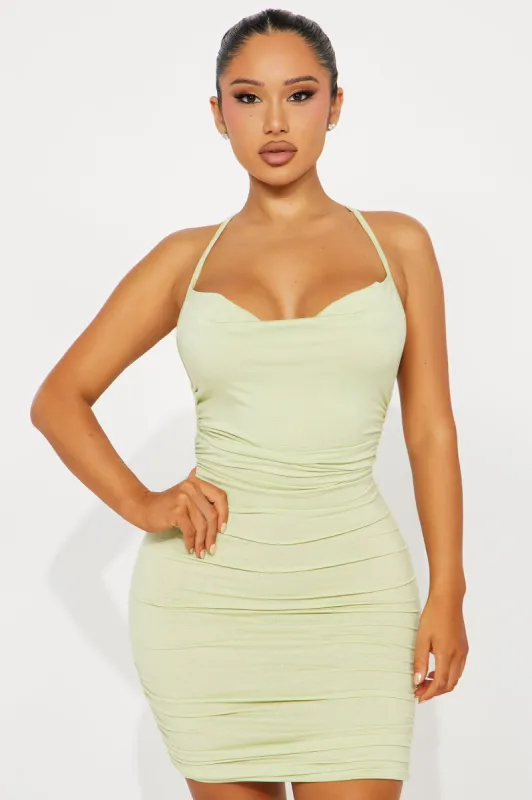 Promises Ruched Mini Dress - Mint sold by Fashion Nova