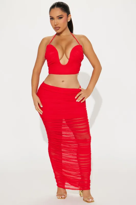 Always Slaying Mesh Skirt Set - Red sold by Fashion Nova