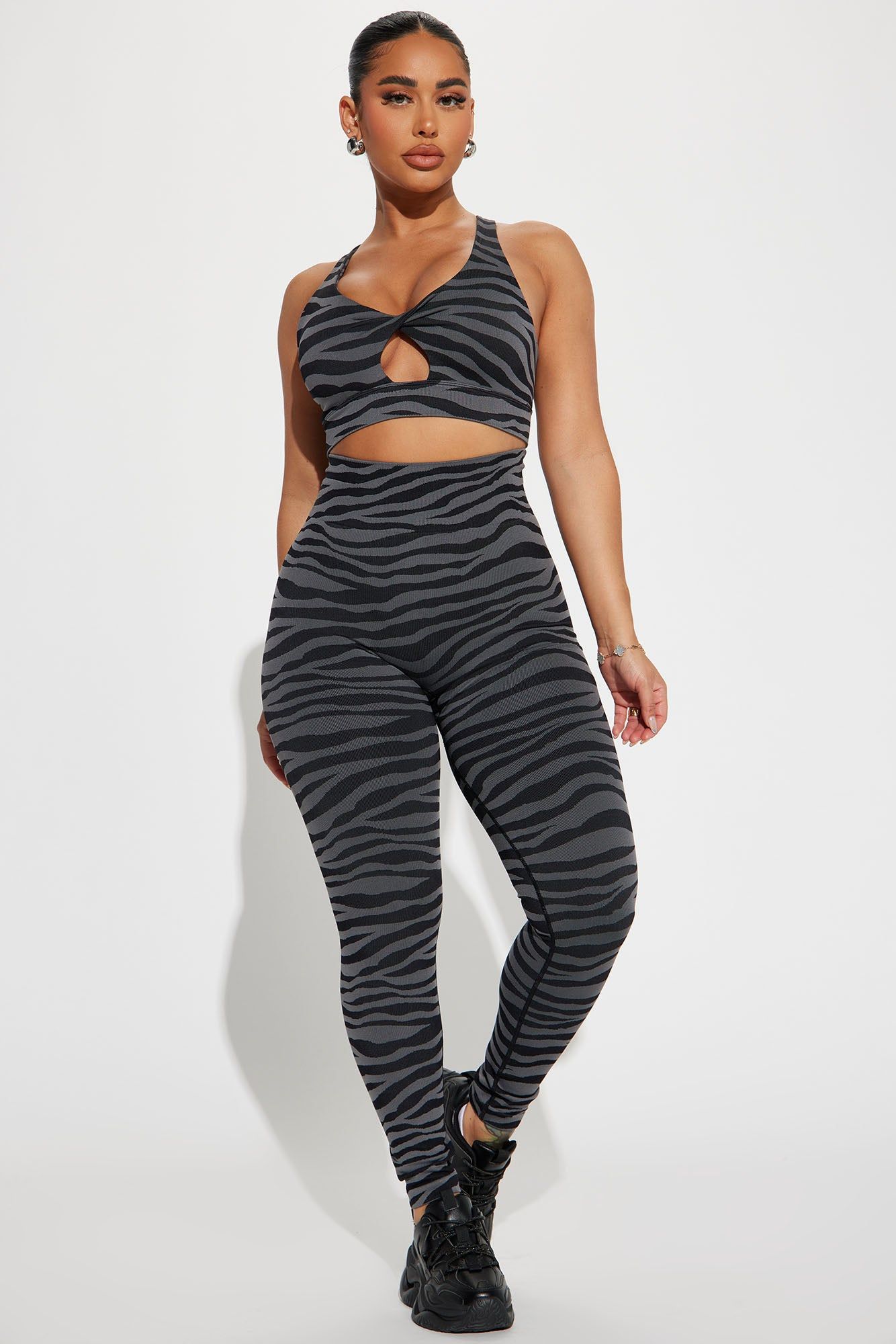Zoey Zebra Active Set - Black/combo sold by Fashion Nova