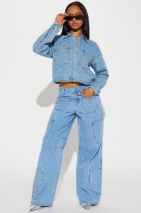 Howdy Denim Shirt - Medium Wash sold by Fashion Nova