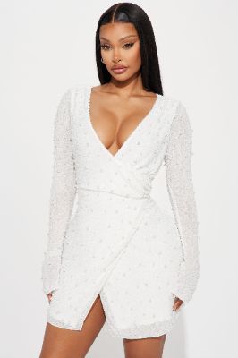 Bria Pearl Mini Dress - Ivory sold by Fashion Nova