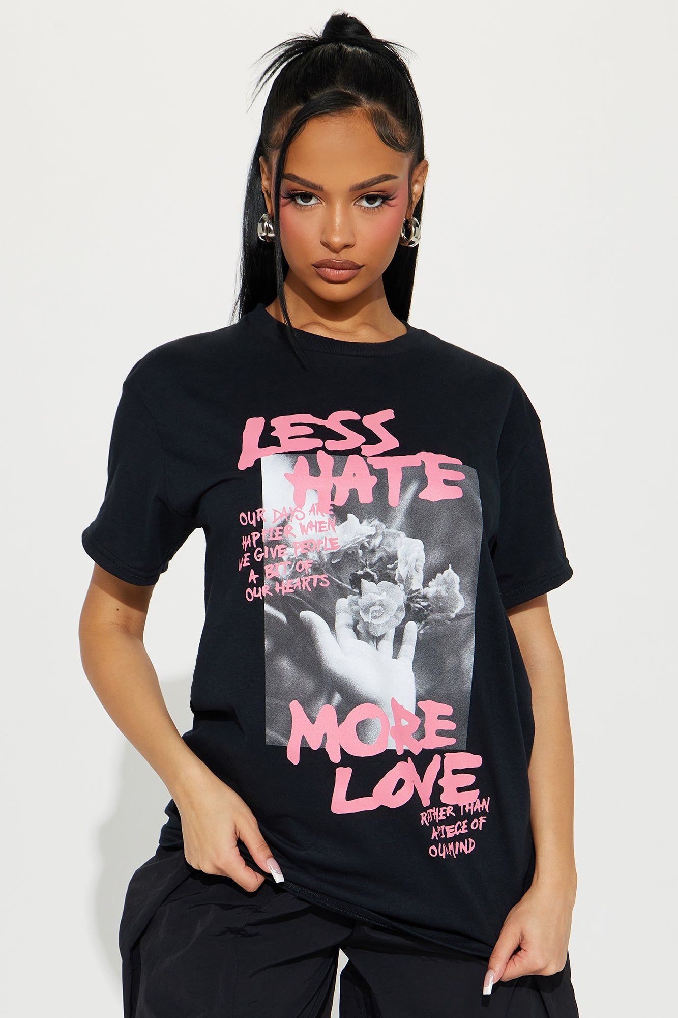 Less Hate More Love Tee - Black sold by Fashion Nova