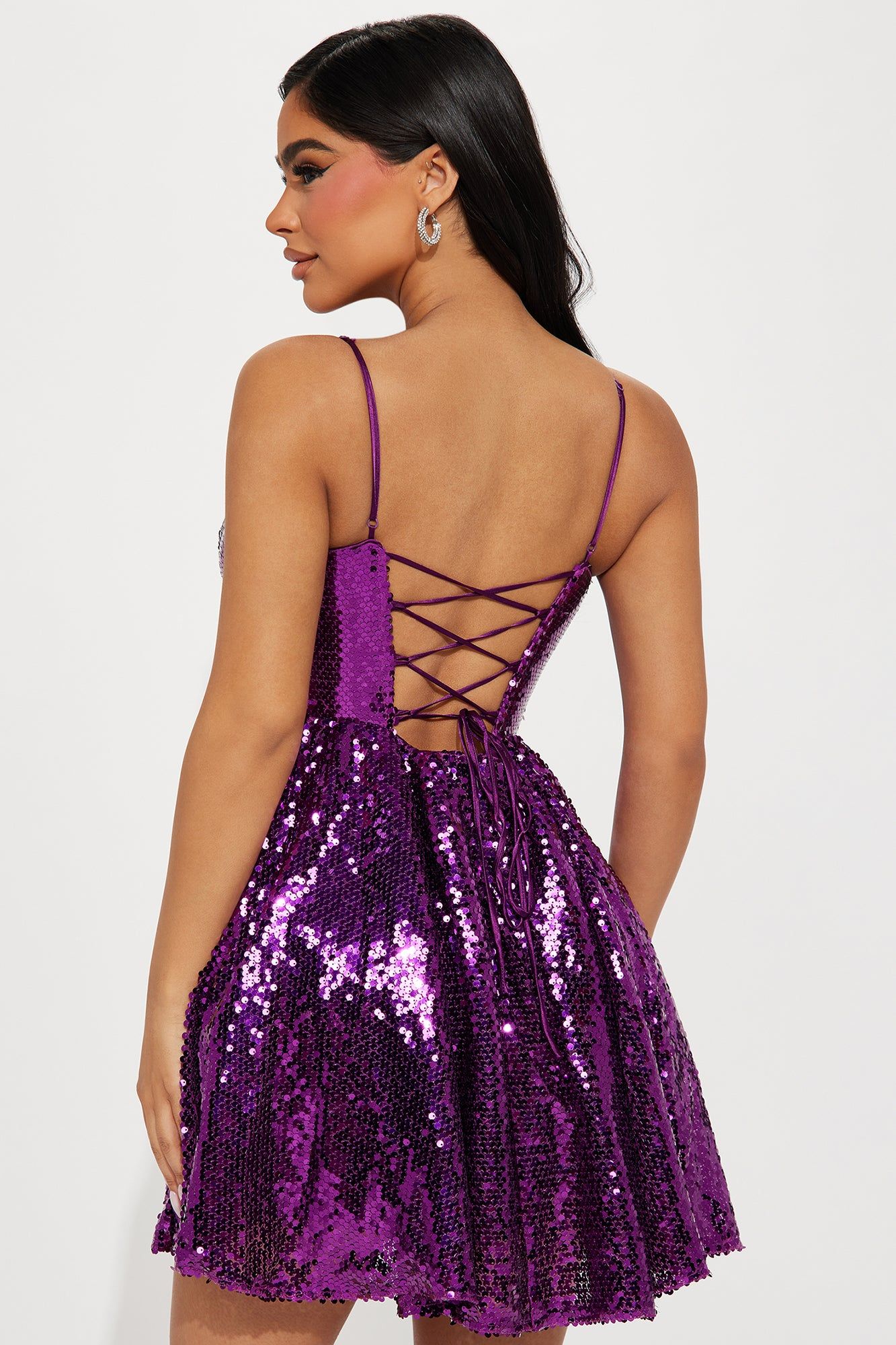 Selene Sequin Mini Dress - Magenta sold by Fashion Nova product image thumbnail 3