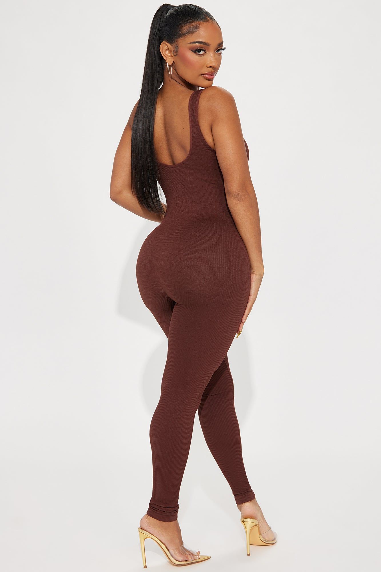 Give Me A Reason Seamless Jumpsuit - Brown sold by Fashion Nova product image thumbnail 3