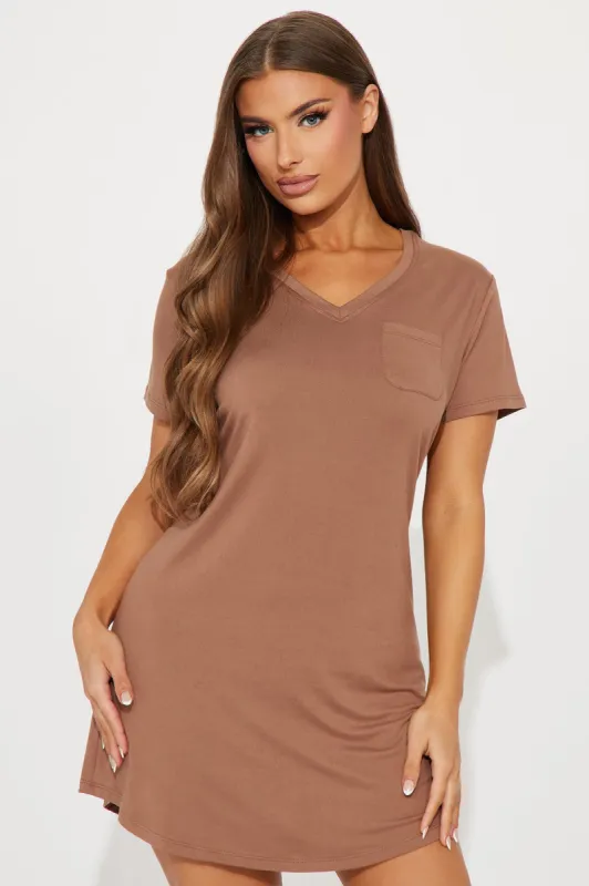 Must Be Dreaming PJ Sleep Shirt - Mocha sold by Fashion Nova