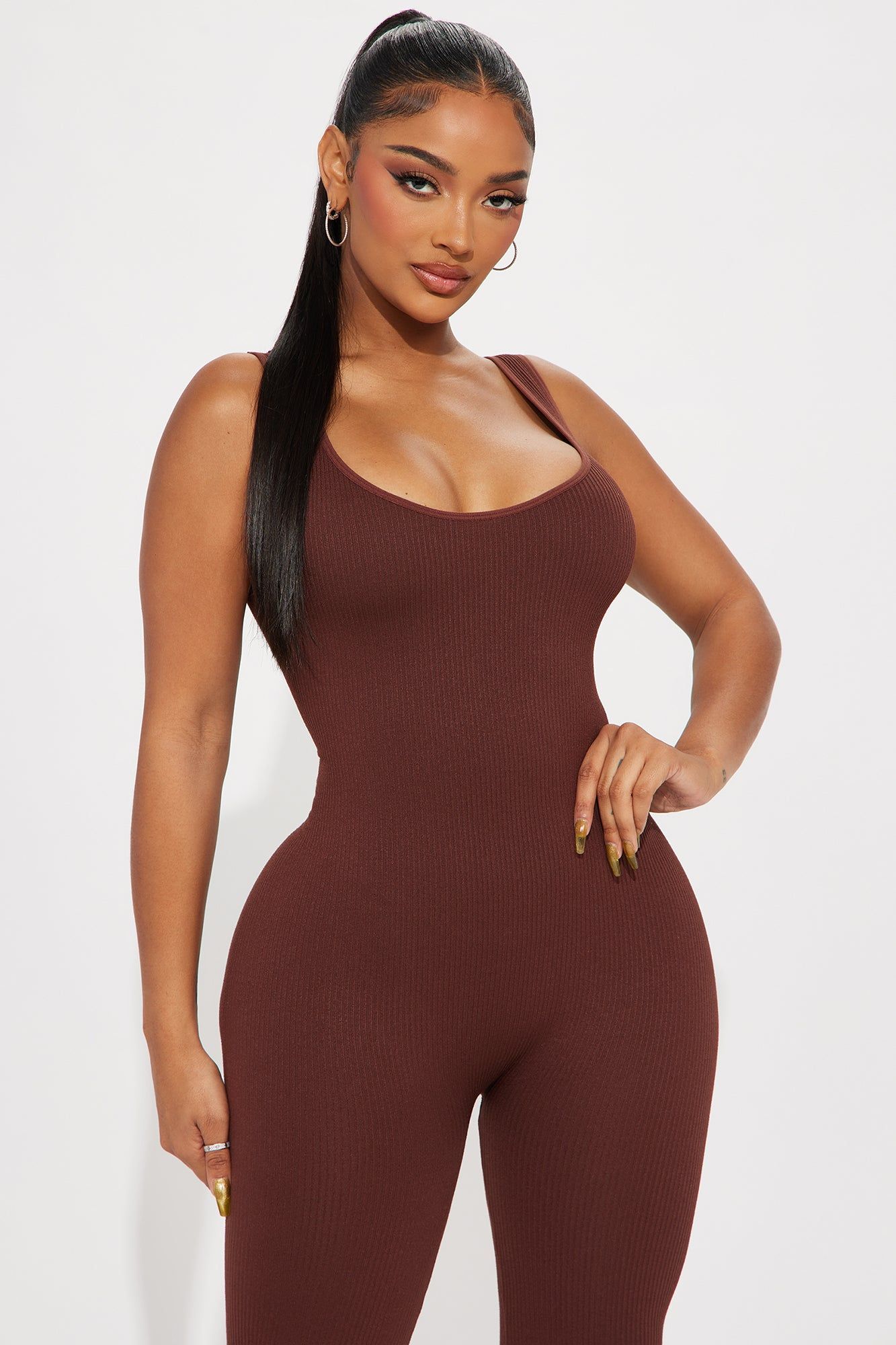Give Me A Reason Seamless Jumpsuit - Brown sold by Fashion Nova product image thumbnail 2