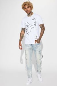 Hold On Cargo Stacked Skinny Jeans - Light Wash sold by Fashion Nova