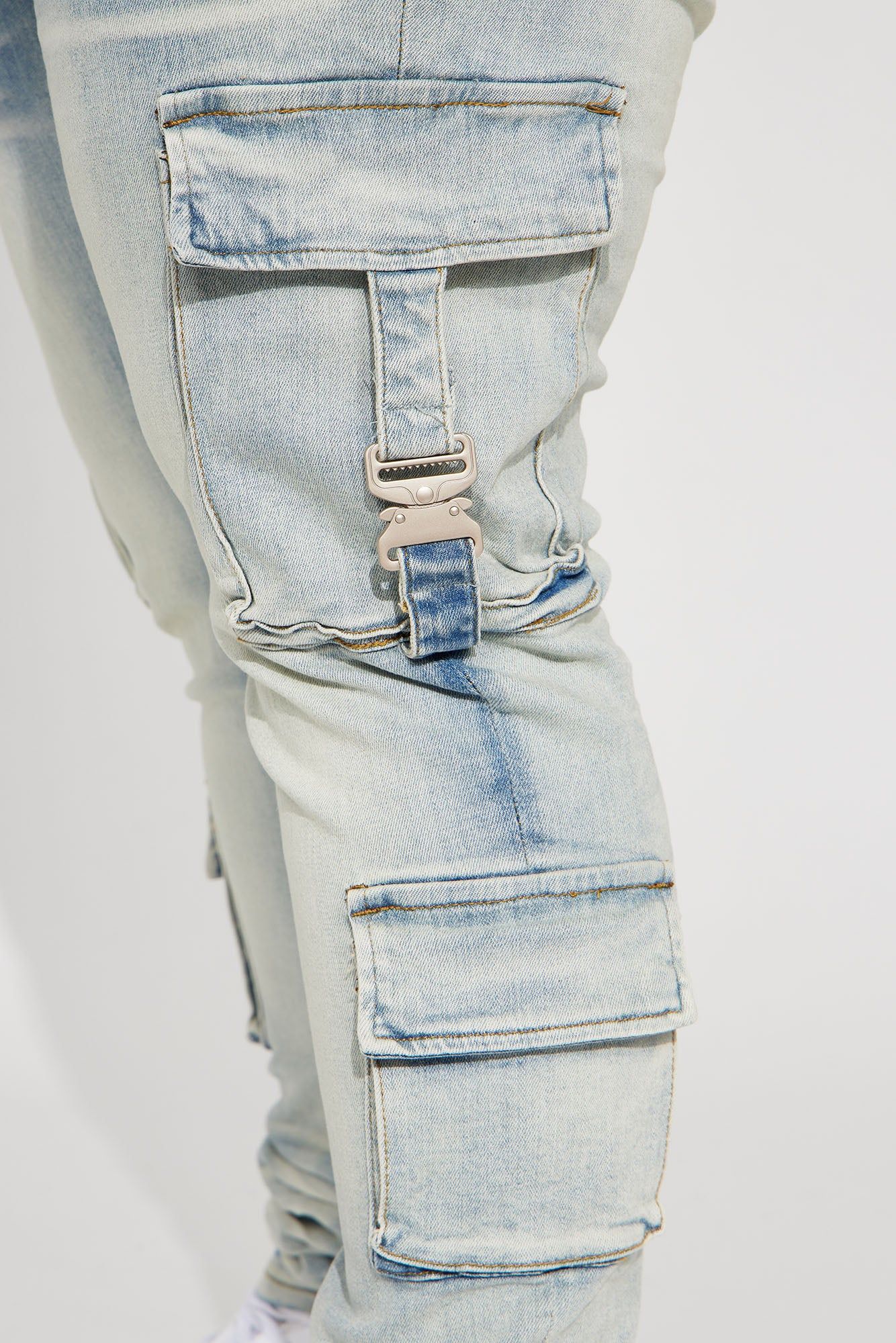 Hold On Cargo Stacked Skinny Jeans - Light Wash sold by Fashion Nova product image thumbnail 10