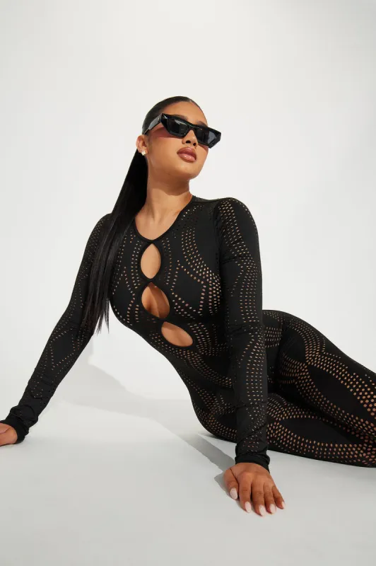 Heartbeat Tonight Jumpsuit - Black sold by Fashion Nova
