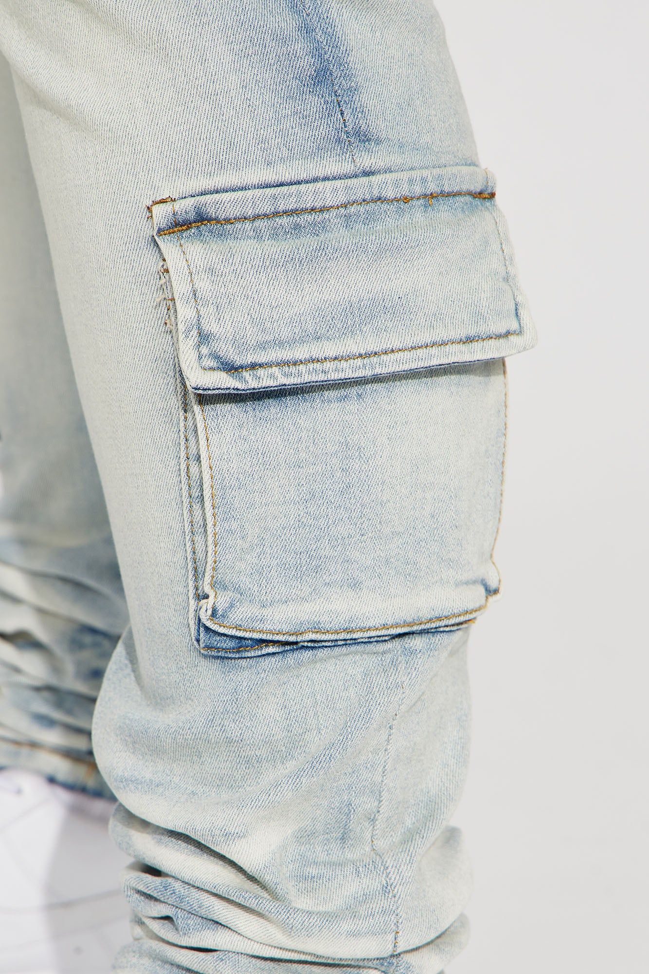 Hold On Cargo Stacked Skinny Jeans - Light Wash sold by Fashion Nova product image thumbnail 9