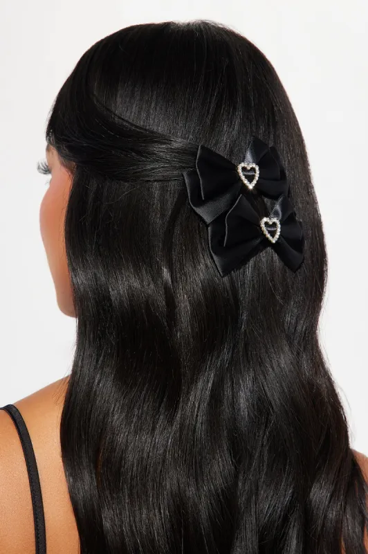 Love Like Mine Bow Hair Clip Set - Black sold by Fashion Nova
