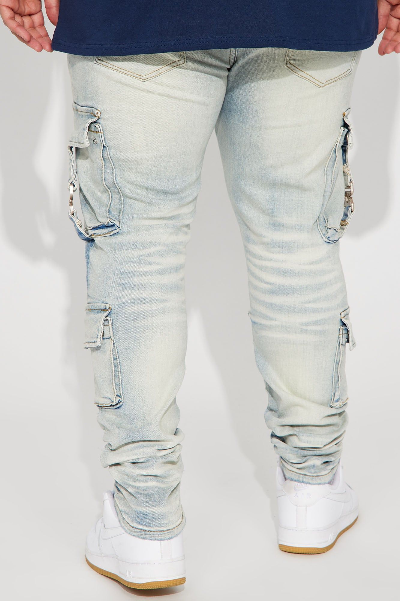 Hold On Cargo Stacked Skinny Jeans - Light Wash sold by Fashion Nova product image thumbnail 11