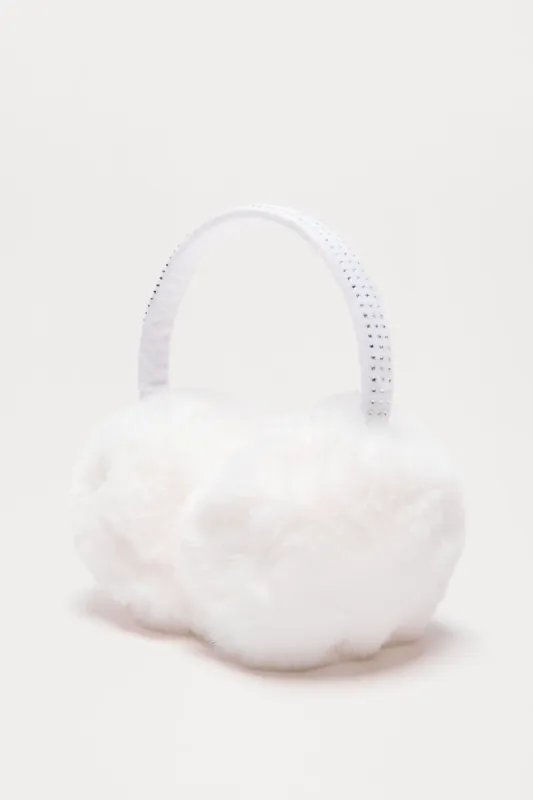 Powder Puff Earmuff - White sold by Fashion Nova
