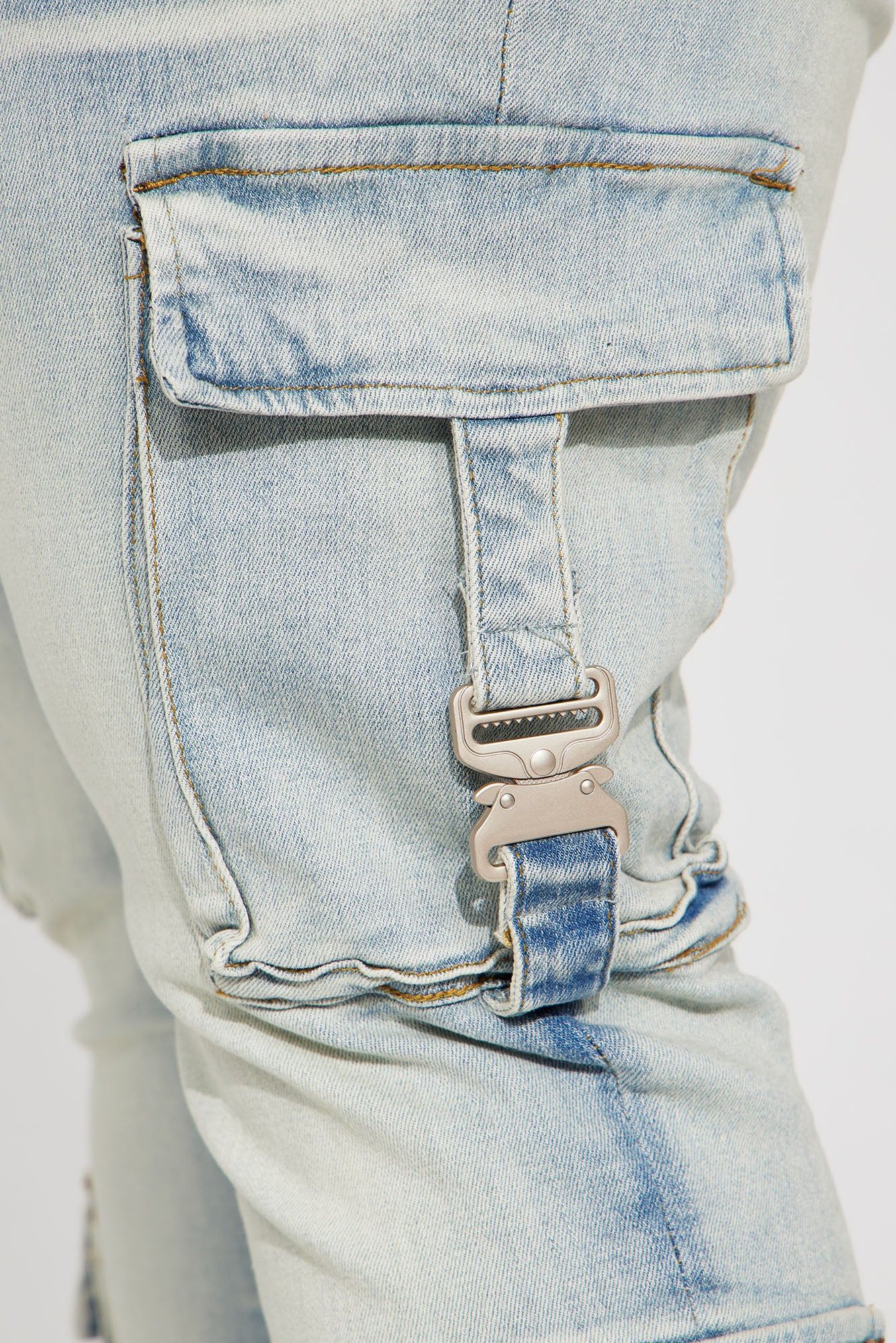 Hold On Cargo Stacked Skinny Jeans - Light Wash sold by Fashion Nova product image thumbnail 8