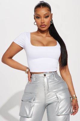 Aubrey Square Neck Top - White sold by Fashion Nova