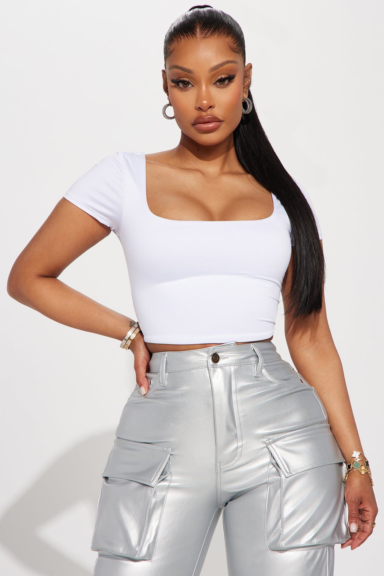Aubrey Square Neck Top - White sold by Fashion Nova