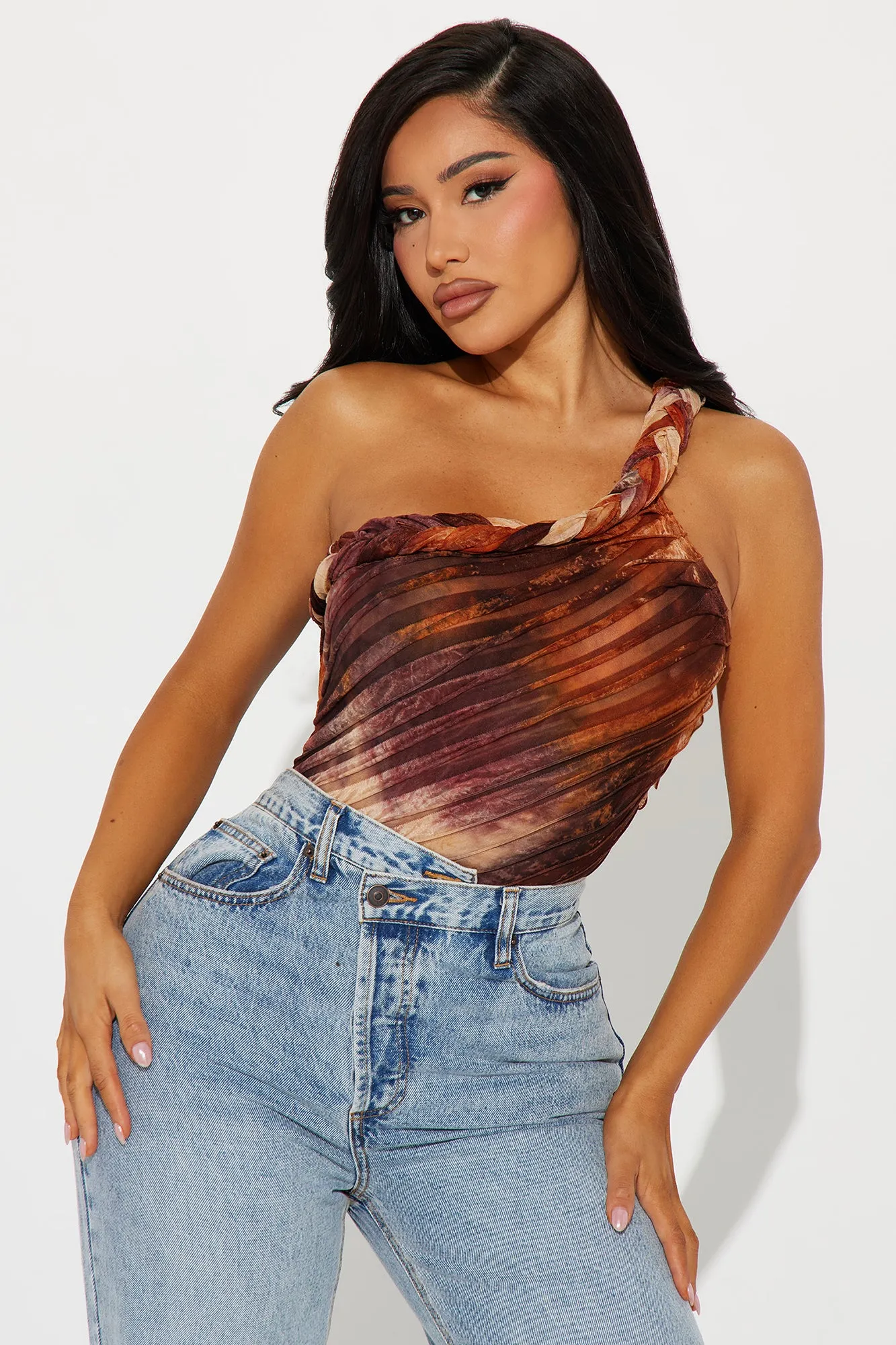Private Island Textured Bodysuit - Orange/combo sold by Fashion Nova product image thumbnail 3