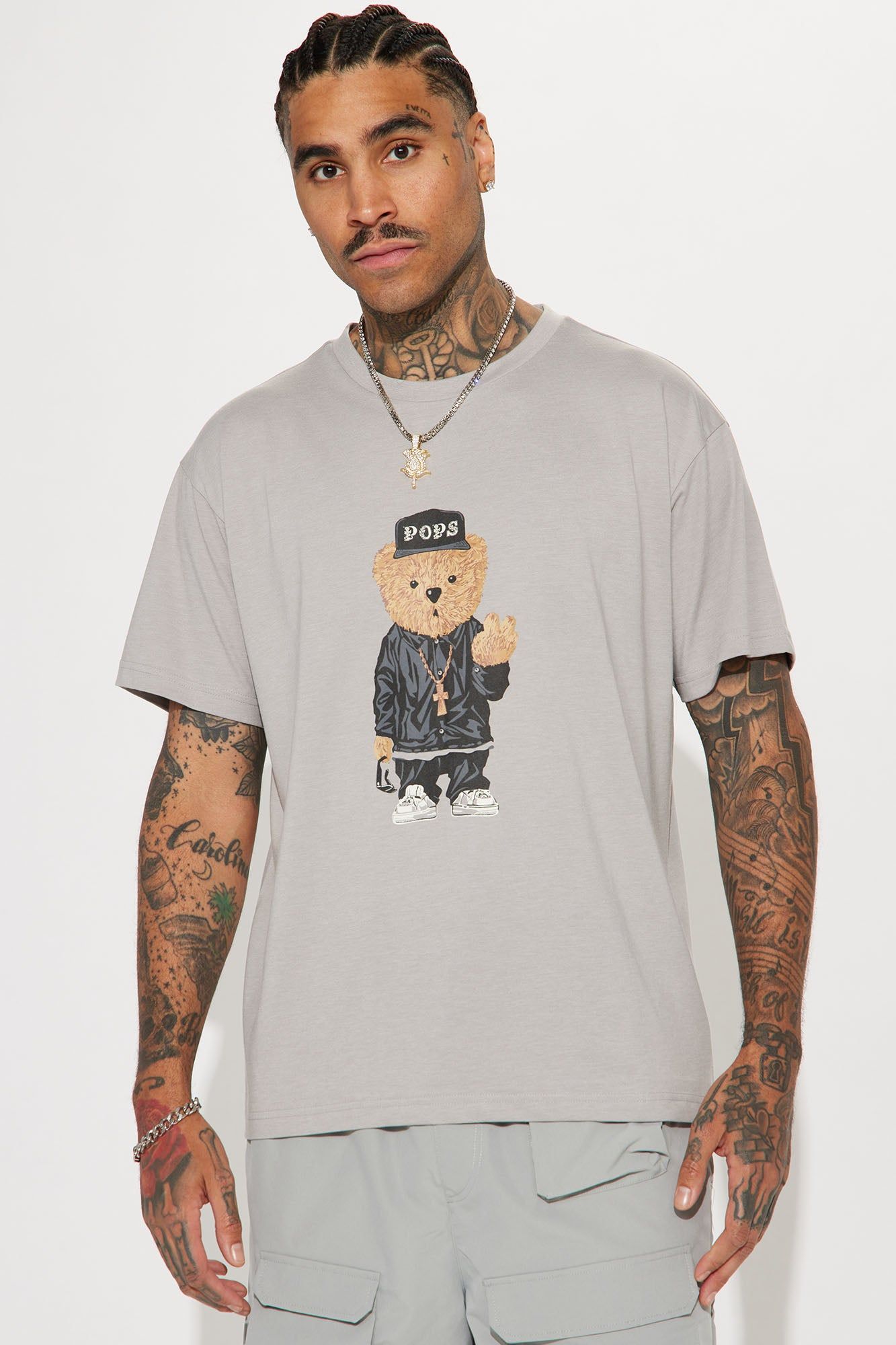 Pops Teddy Short Sleeve Tee - Grey sold by Fashion Nova