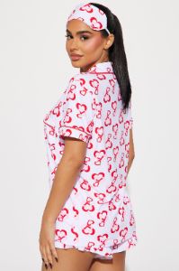 Love This Bed 3 Piece PJ Short Set - Red/White sold by Fashion Nova