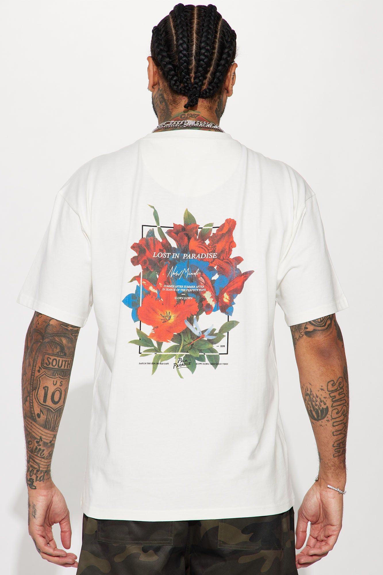 Lost In Paradise Floral Short Sleeve Tee - White sold by Fashion Nova