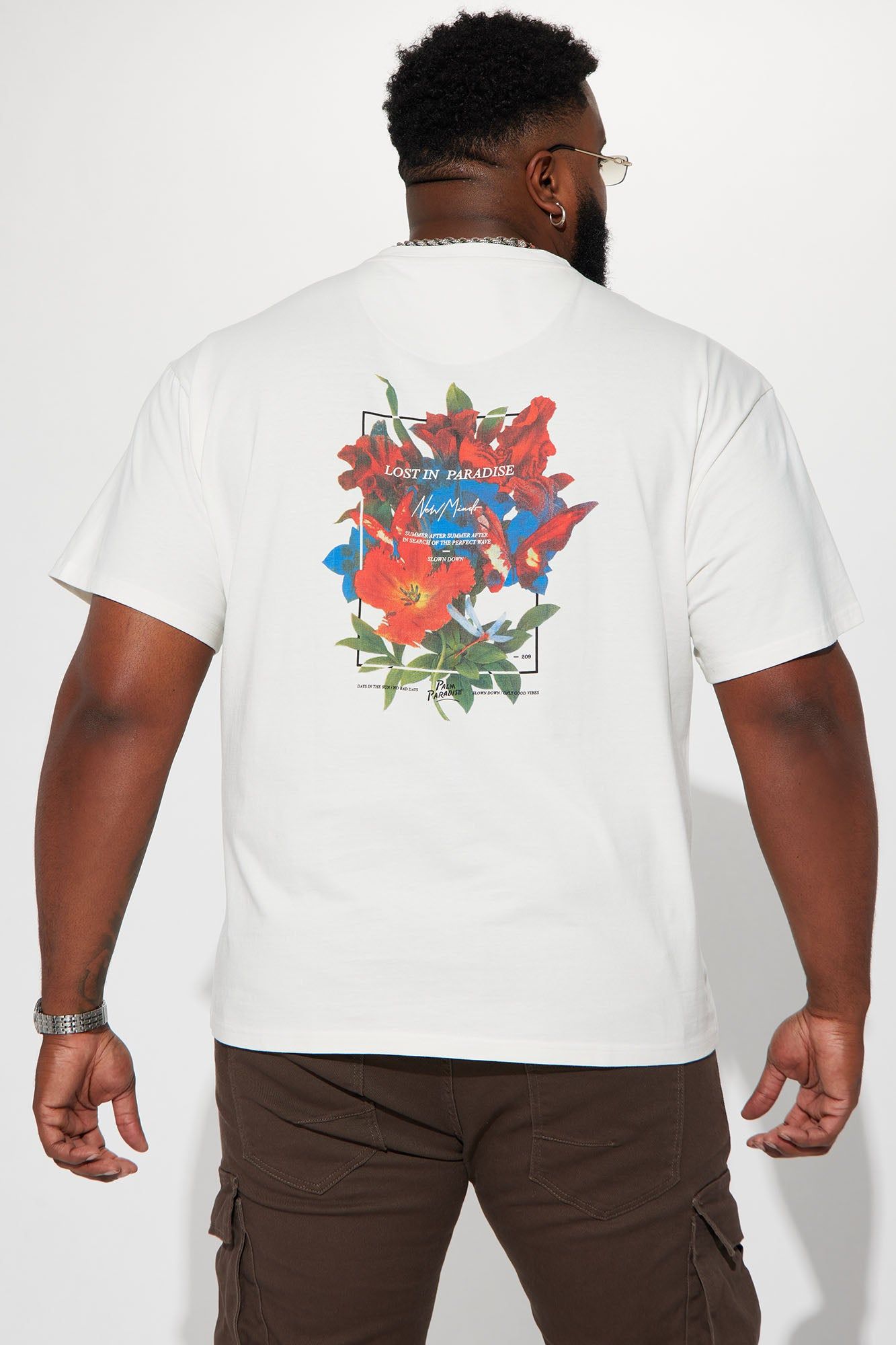 Lost In Paradise Floral Short Sleeve Tee - White sold by Fashion Nova product image thumbnail 3