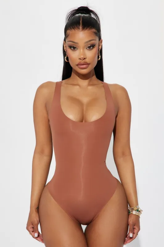 Feeling My Curves Bodysuit Shapewear - Brown sold by Fashion Nova