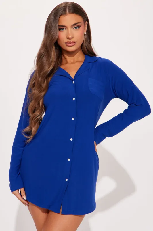 Cozy Moments PJ Sleep Shirt - Navy sold by Fashion Nova
